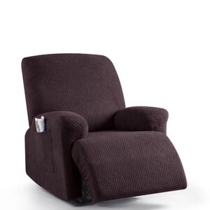 Plush Recliner Chair Cover in Dark Coffee Brown Size XL
